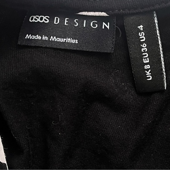 asos design Mini Dress Black White Polka Dot V Neck with Fabric Ties Sz 4 - Picture 3 of 5